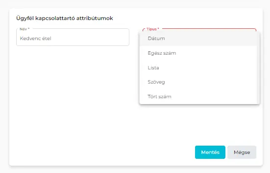 Új attribútum felvétele