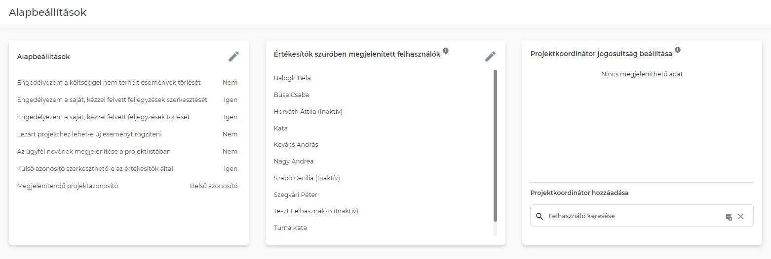 "Alapbeállítások"